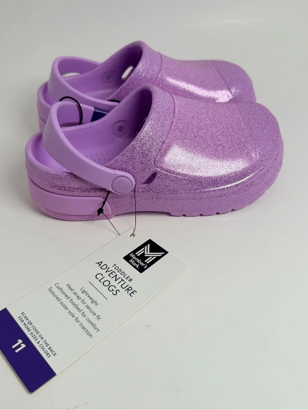 Girls Sparkle Lilac Slip-On Clog with Adjustable Heel Strap